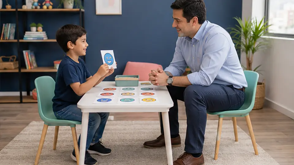 Niño trabajando sus emociones en terapia